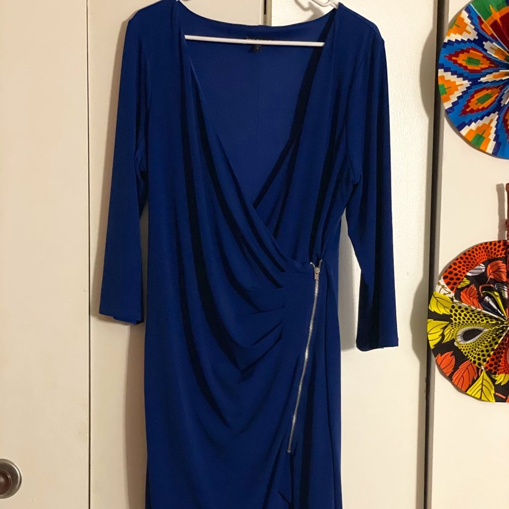 sexy royal blue express zip wrap dress
